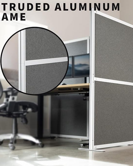 VIVO T-Shape Modular Corner Wall System, 4 Panels, Modern Professional Office Cubicle Dividers, Freestanding Privacy Screen, 66 inches High, Dark Gray, PP-MWS63D-T