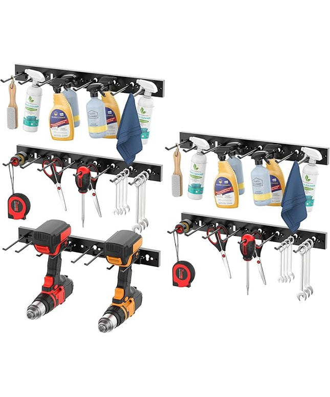 CCCEI 5 Modular Pegboard Strip Storage, Metal Peg Slat Wall Mount for Garage, Basement, Garden, Laundry Room Organization. Flexible Tool Organizer for Rake, Shovels, Crafting. Gifts for Men, Red.