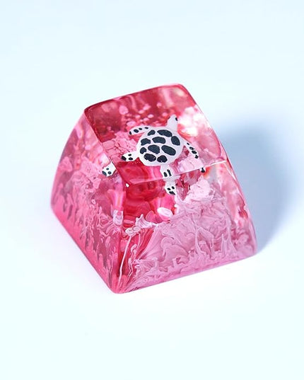 Sea Turtle Artisan Keycap Rose Red Ocean R1 SA Profile Custom Sea Creatures Keycaps 1U ESC Handmade Gaming Resin Key Cap Cherry MX Switch Compatible Mechanical Keyboard Turtle Lover Gift