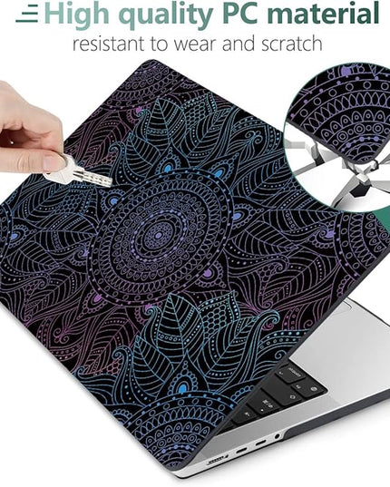 DONGKE Case for M5 MacBook Pro 14 inch 2025 2024-2021 M4 M3 M2 M1, Plastic Hard Shell Cover Compatible with A3434 A3112 A3401 A3185 A2992 A2779 A2442, Retina XDR Display & Touch ID, Colorful Mandala