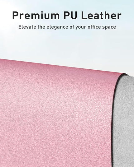 Aothia Leather Desk Pad Protector, Office Desk Mat, Large Mouse Pad, Non-Slip PU Leather Desk Blotter, Laptop Desk Pad, Waterproof Desk Writing Pad for Office and Home (48"x17", Fairy Pink)