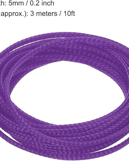 uxcell PET Expandable Sleeving 10ft 1/8" Purple Cable Management Sleeve Cord Organizer for Wrap Protect Cable