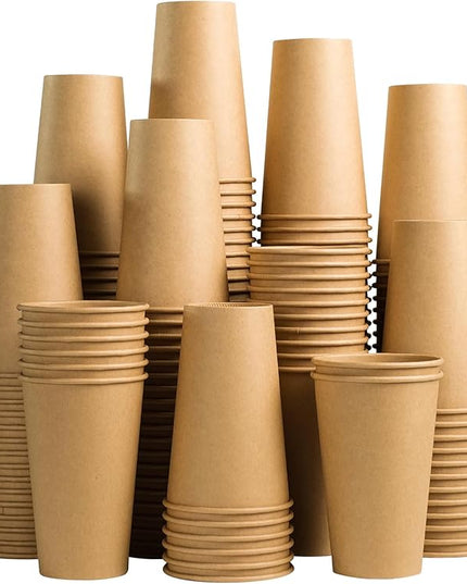 Lamosi 180 Count 16 oz Kraft Paper Cups, Disposable Paper Coffee Cups, 16 Ounce Drinking Cups, Water Cups for Party Picnic Cafe & Bar Use