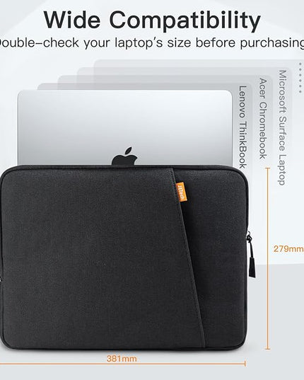 JETech Laptop Sleeve for 15-Inch Notebook, Compatible with MacBook Air 15-Inch M4/M3/M2, MacBook Pro 16-Inch M4/M3/M2/M1, Waterproof Shockproof Case with Accessory Pocket Bag (Black)