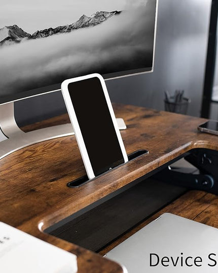 VIVO 36 inch Height Adjustable Stand Up Desk Converter, V Series, Quick Sit to Stand Tabletop Dual Monitor Riser Workstation, Rustic Vintage Brown Top, Black Frame, DESK-V000VN