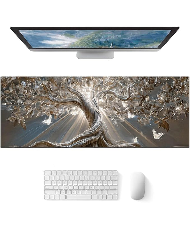 Mouse Pad Gaming Mousepad 31.5 x 11.8 Inch Desk Mat Large Keyboard Pad for Home and Office Desk Accessories Setups with Radiant Tree Artwork and Smooth Diatomite XL Mouse Mat