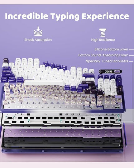 KZZI Z98 Creamy Keyboard, Wireless Mechanical Keyboard with Smart Display & Knob, Tri-Mode Connection