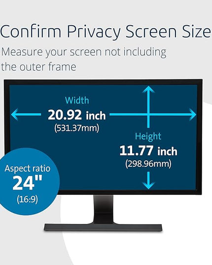 Kensington 24 inch Computer Privacy Screen for Desktop, 16:9 Widescreen Monitor, FP240W9 Anti-Glare Blue Ray Reduction Computer Privacy Filter for Dell Asus Acer LG Samsung AOC Monitors, K55413WW