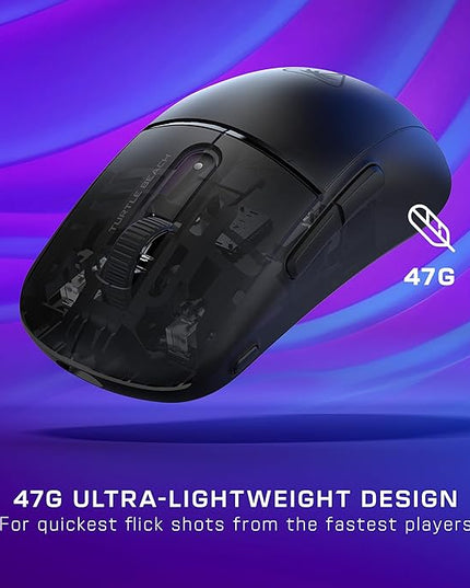 Turtle Beach Burst II Air Wireless Gaming Mouse - 47g Ultra Lightweight, Optical Switches, 26000 DPI Optical Sensor, 120-hour Rechargeable Battery, Symmetrical Design, Bluetooth, USB-C Cable – Black