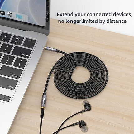 FONVOi TRRS Headphone Extension Cable, 4 Pole 3.5mm Stereo Jack Male to Female Aux Cable for Headphones/Microphones/Tablets/Computers/PS4 and More (15FT)