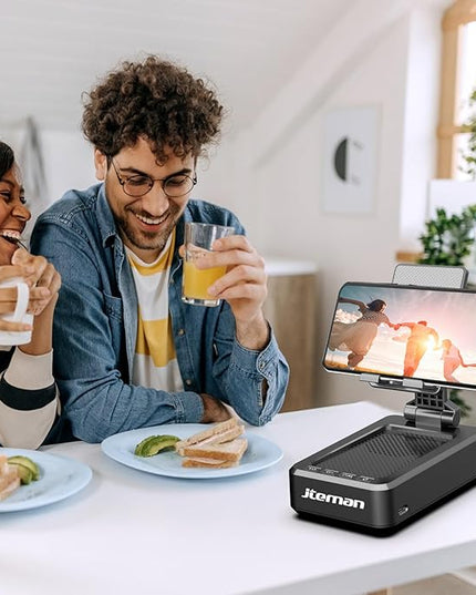 Cell Phone Stand with Wireless Bluetooth Speaker and Anti-Slip Base HD Surround Sound Perfect for Home and Outdoors with Bluetooth Speaker for Desk Compatible with iPhone/ipad/Samsung Galaxy