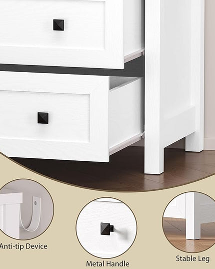 BORNOON 3-Drawer Dresser, Small Wooden Chest of Drawers with Metal Knobs, Water-Resistant Top, Storage Organizer with Anti-Tip Kit for Bedroom, Nursery, Living Room