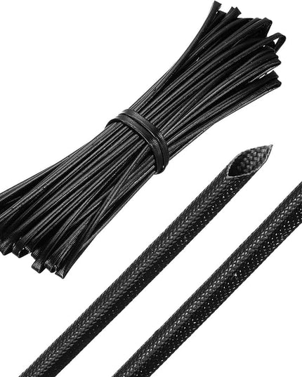 MECCANIXITY 49ft Braided Cable Sleeve, 3/32" ID 200C High Temperature 1500V Fiberglass Wire Insulation Cord Protector Organizer Wires Management for Motor Engine Fuel Line, Black