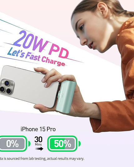 iWALK Portable Charger for iPhone 17/16/15 USB-C Small Power Bank 20W 4,500mAh Fast Charging Battery Pack Compatible with iPhone 15/16/17 Plus/17 Pro/17 Pro Max, Samsung Galaxy S25/S24/S23 Android