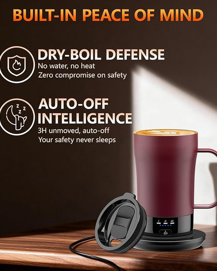 Self-Heating Coffee Mug, 14oz Heated Coffee Mug - Rechargeable Temperature Control Coffee Mug Keep Coffee Hot, Smart Mug Great Gift for Coffee Lovers & Slow Sippers
