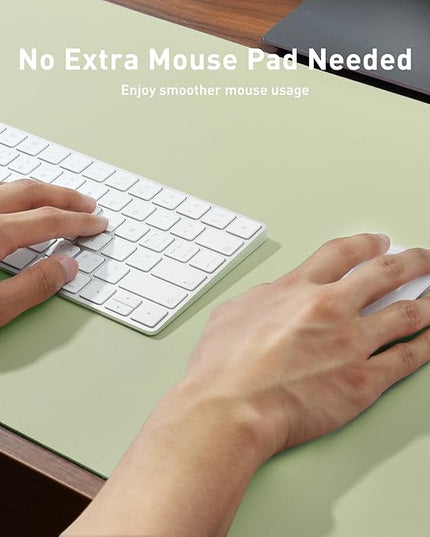 Aothia Leather Desk Pad Protector, Mouse Pad, Office Desk Mat, Non-Slip PU Leather Desk Blotter, Laptop Desk Pad, Waterproof Desk Writing Pad for Office and Home (Grass Green, 36" x 17")