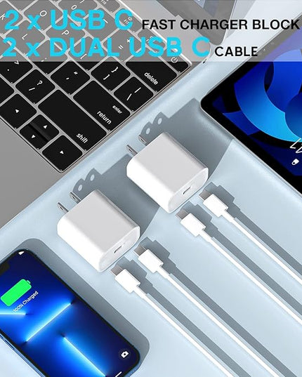 Long USB C Cable for iPhone 16 15 Charger,2Pack 20W USB C Charger Block i Phone 16 Pro Fast Charging 6FT C to C Cord Cable for iPhone 16/16 Pro/16 Plus/16 Pro Max/15/15 Plus/15 Pro Max/15 Pro/iPadPro