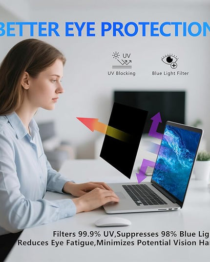 4-Way Laptop Privacy Screen Shield 13.3 Inch, Removable 16:9 Aspect 360° Privacy Filter Screen Protector for 13.3 Inch Laptop Computer, Anti Glare Blue Light Slide Mount Tabs Cover for Generic Laptop