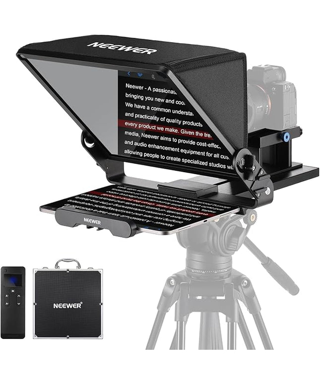 Neewer Teleprompter X14 III with RT113 Remote/App Control, 45° Tilt 14" Beamsplitter All Metal Frame Upgraded Camera Mount QR Plate Compatible with Manfrotto 501PL for iPhone iPad DSLR, Assembly Free