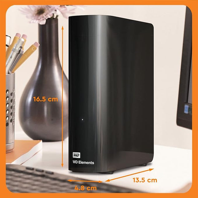 Western Digital 12TB Elements Desktop External Hard Drive, USB 3.0 drive for plug-and-play storage - WDBWLG0120HBK-WESN