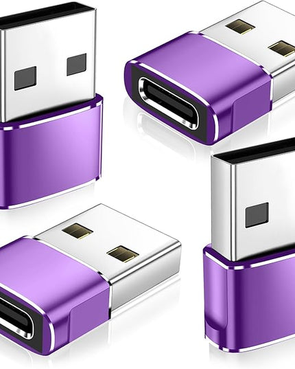 𝟒𝐏𝐚𝐜𝐤 𝐔𝐩𝐠𝐫𝐚𝐝𝐞𝐝 USB to USB C Adapter,Type-C Female to A Male Car Charger OTG Converter for Apple Watch Ultra 8 9 10,iPhone 16 15 14 13 Pro Max,Samsung S24,Nintendo Switch,AirPods,iPad,Car