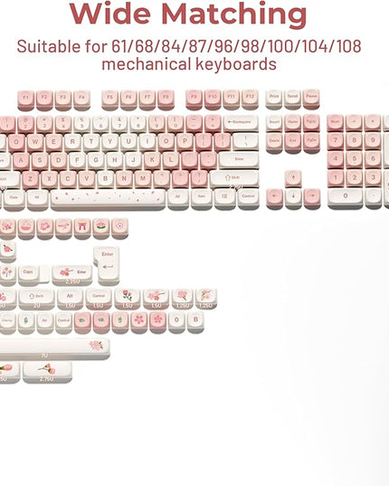 XVX Keycaps - Pink Cute PBT Keycaps, MOA Profile Key caps 60 65 75 100 Percent, Dye-Sublimation, Custom 142 Keys Set for 100%, 75%, 65%, 60% Mechanical Keyboard