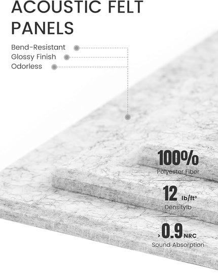 Fluxynara Large Felt Bulletin Board 48" x 36" Cork Board Alternative-12 Pack with 70 Safe Removable Adhesive Tabs, Cork Boards for Walls Cork Board for Home Office Classroom Pin Board-Marble Gray