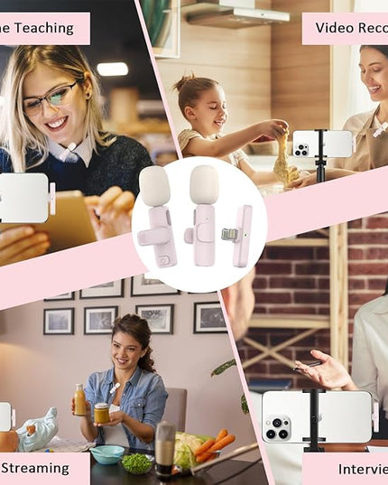 MAYBESTA Mini Wireless Microphone for iPhone, Android: Bluetooth Lavalier Lapel Phone Microphones for YouTube Video Recording - Clip on Mic for Tiktok Interview Podcast Vlog