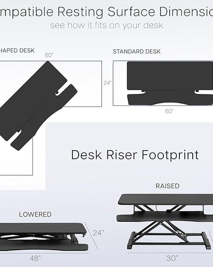 VIVO 48 inch Desk Converter, K Series, Height Adjustable Sit to Stand Riser, Dual Monitor and Laptop Workstation with Wide Keyboard Tray, Reclaimed Wood Top, Black Frame, DESK-V048KP