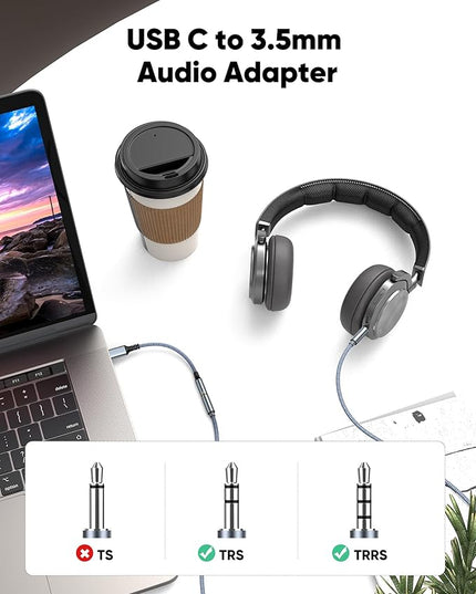 Highwings USB Type C to 3.5mm Female Headphone Jack Adapter, (3-Pack) USB C to Aux Audio Dongle Adapter Compatible for iPhone 16 Pro Max/16 Pro/16 Plus, Samsung Galaxy S23/S22/S21 Ultra,iPad Pro-Grey