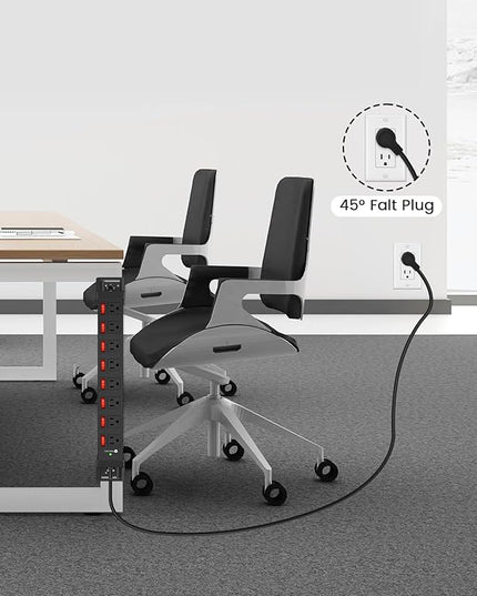 Heavy Duty Power Strip with Individual Switches,8 Outlets 14 Gauge Industrial Shop Garage Metal Multiple Outlets,1200J Surge Protector Mountable Power Strip,10FT Extension Cord Management(Black)