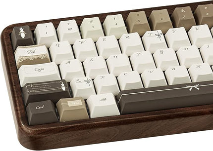 145 Keys Elegant Brown and Warm Beige Keycap Set, Five Side Dye Sublimation Cherry Profile PBT Key Caps for Mechanical Gaming Keyboard