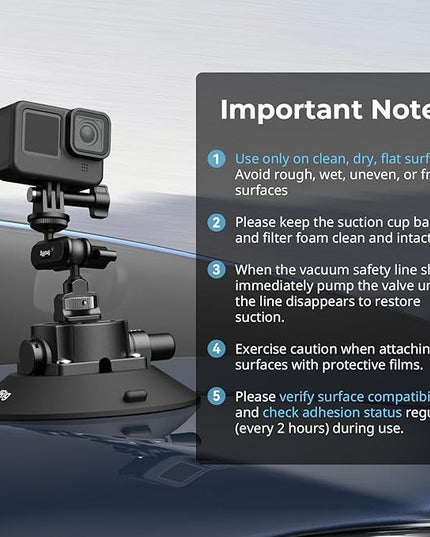 SMALLRIG 6" Suction Cup Mount with Ball Head Magic Arm, Action Camera Mount for DJI Osmo Action 5 Pro/4, for Insta360 x5, for Gopro 13/12, Load Capacity 3kg, on Car Windshield or Window - 5856