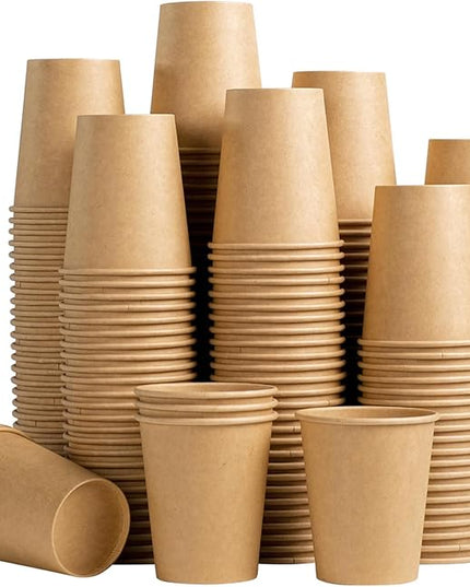 Lamosi 200 Pack 8 oz Kraft Paper Cups, Brown Disposable Paper Coffee Cups, Unbleached Paper Cups for Hot/Cold Beverage Party Home Office