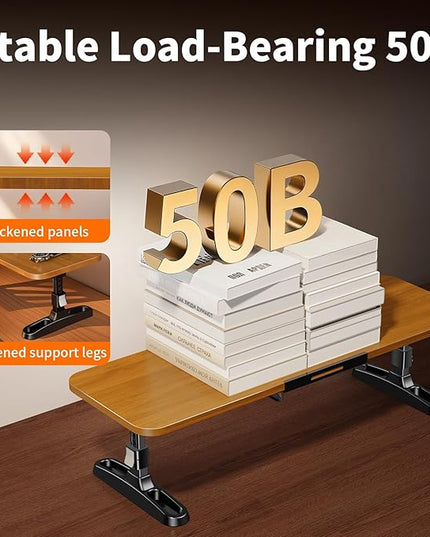 Wooden Monitor Stand Riser for Desk,Adjustable Height Monitor Shelf Riser with Phone Holder,Desk Storage Organizer Accessories,Wood Computer Screen Stands for Office,Home,Laptop,Printer,TV