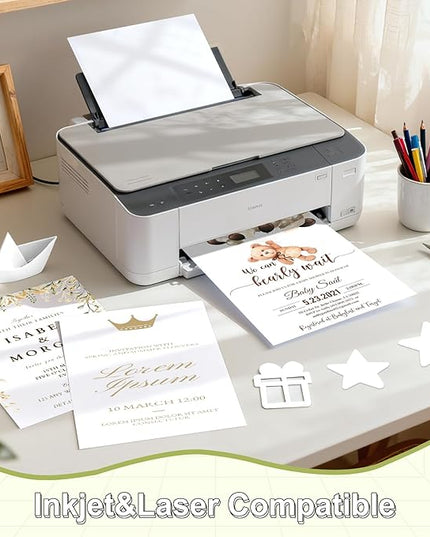 40 Sheets Cardstock 8.5x11, 65lb White Card Stock, Construction Paper, 180gsm Thick Printer Paper for Printing, Painting, Card Making, Kids School Supplies,Party Decorations