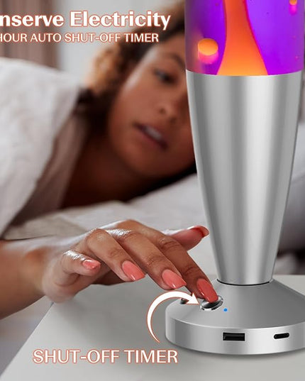 JAMBO Upgraded Motion Lamp – 16" Purple Liquid, Yellow Wax – USB Ports, Timer – Night Light for Adults, Teens, Kids – Bedroom, Living Room, Office Décor Lamp