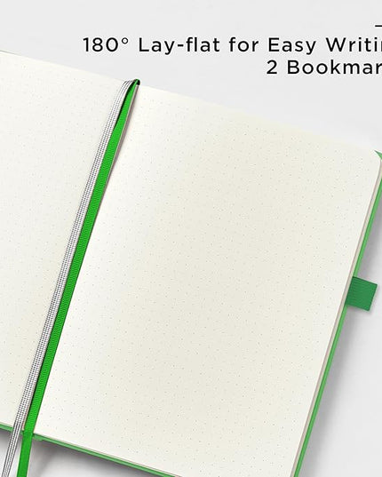 &And Per Se Dotted Journal Notebook, A5 Hardcover Leather Bullet Dotted Journal, 160 Pages 100 gsm Thick Paper, 3 Sheets of Stickers Included - 5.7'' x 8''（Emerald）