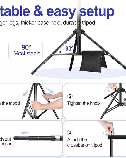 EMART 10x9.2FT Backdrop Stand, Photo Video Studio Adjustable&Lockable Heavy Duty Background Support System Kit with 6 Backdrop Clamps, 2 Sandbag and Carry Bag for Photography, Parties, Wedding, Video