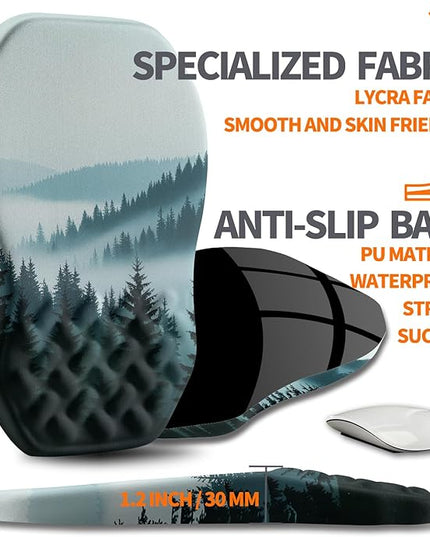 Ergonomic Slope Mouse Pad Wrist Support, Wrist Rest Mousepad for Carpal Tunnel Pain Relief with Massage Bulge and Slow Rebound Memory Foam (12x8 inch, Foggy Forest)