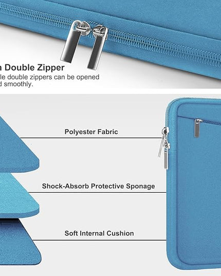 15.6 inch Laptop Sleeve, Slim Computer Carrying Bag Protective Cover Briefcase with Front Pocket, Durable Laptop Case for 15-16 Inch HP, Dell, Lenovo, Asus- Sky Blue