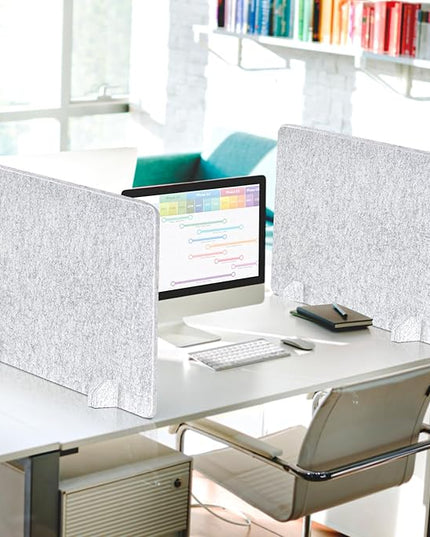 4 Pack Acoustic Desk Dividers - 24" x 20" Freestanding Privacy Panels Set with Noise - Reducing Design Cubicle Sound Proof, Ideal for Office, Classroom, and Home (Silver Gray)