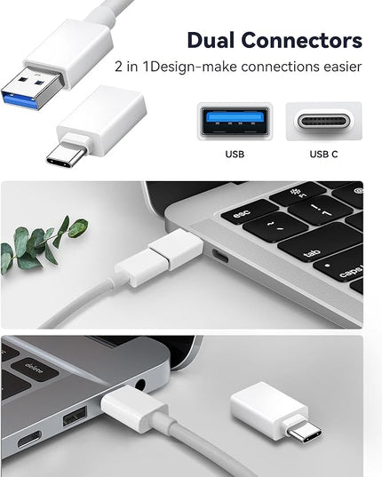 SD Card Reader, 5 in 1 USB USB-C Dual Connector to SD/TF/CF/Micro SD/XD/MS Multi Memory Card Reader OTG Adapter -Compatible with Windows/Mac/Linux/Android, Plug & Play