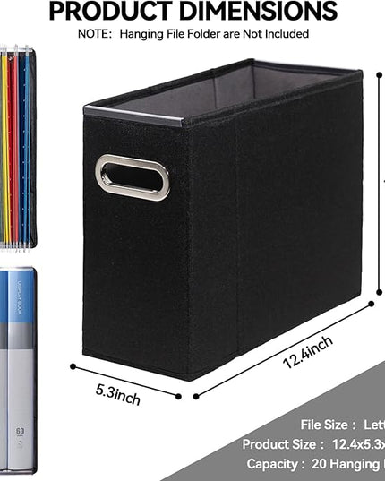 8 Packs Letter Size File Organizer, File Folders Organizer, Fabric Storage Box, Collapsible Paper Organizer with Metal Handle, Smooth PVC Rails, Only Box (Black)