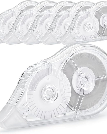 JEFURE 6 Pcs Correction Tape, 98.43 Ft White Wrong Out Tear-Resistant Bulk, Instant Corrections Easy To Use Applicator for School, Office, Note Taking, Journal (Tape Width 0.2 in，Clear)
