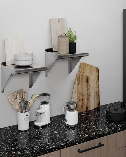 AmGood 12 in. x 12 in. Stainless Steel Wal Mount Shelf. Commercial/Home. Kitchen, Restaurant, Garage, Laundry, Utility Room. NSF