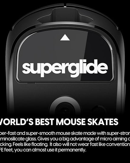 Superglide Glass Mouse Skates for Logitech G Pro X Superlight (Type-S, Black) - Super Smooth Glide, Polished Edge, Durable Sole, Compatible with G Pro Superlight 2, Gaming Mouse Upgrade