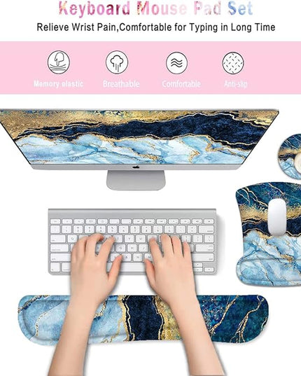 Lateefah Mouse Pad with Wrist Rest, 3-in-1 Gaming Mouse Pad, Keyboard Wrist Rest, Ergonomic Memory Foam Mousepad with Wrist Support for Computer Keyboard