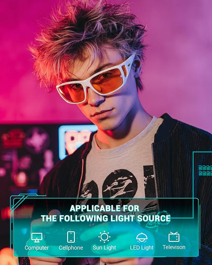 TIJN Sonia Sleep Glasses for Blue & Green Light Blocking,Red Lens with Dual AR Coating,Wraparound Frame for Gaming Screen