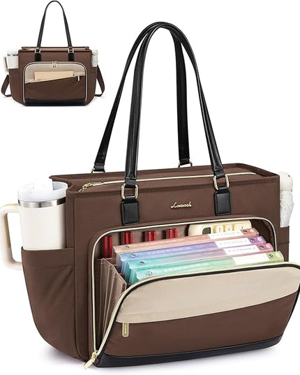 LOVEVOOK Teacher Tote Bag, Laptop Bag for Women with Accordion File Organizer, Nurse Work Bag for Office & Business Supplies